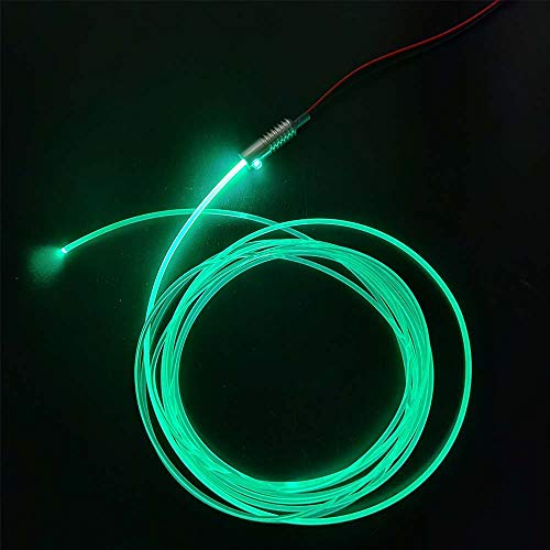 Image of 3mm 5meters /16ft PMMA Optic Fiber Cable Side Glow with 12V 1.5W LED Aluminum Illuminator Light Source for Home Car DIY (Green)