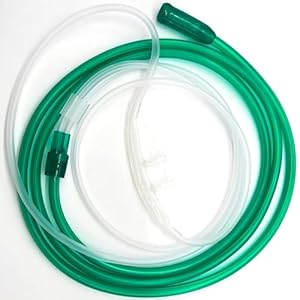 ResOne 7Ft High Flow Soft Adult Oxygen Nasal Cannula 5-Pack – Curved Prongs, Crush-Resistant Tubing – Nasal Tubes, Oxygen Concentrator Supplies – Soft Curved Nose Piece, Standard Size, 15 LPM