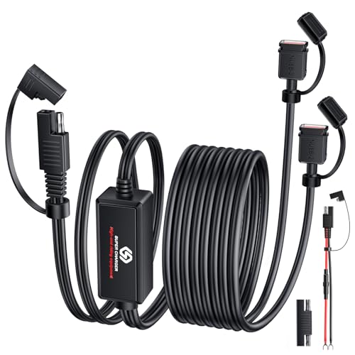 EXTRACTME 7FT Cable Motorcycle Phone Charger, 36W Dual USB A QC 3.0 Motorcycle USB Charger with Smart Charging Protection, Waterproof SAE to USB Charger Adapter for ATV, Dirt Bike, RV etc.