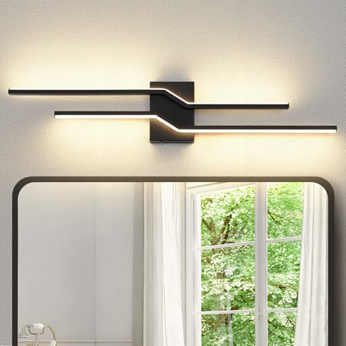 Image of 31.5 Inch Vanity Light for Bathroom Lighting Fixtures Over Mirror Black Dimmable 5CCT Vanity Lighting Fixture Modern Bath Vanity Lights Bar Wall Sconces