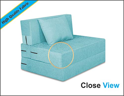 Image of Adorn India Easy 2 Seater Sofa Cum Bed Alyn 3'x 6' (Aqua Blue) (1 Year Warranty)
