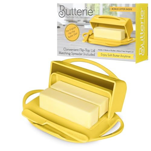 Image of Butterie Flip-Top Butter Dish with Matching Spreader (Yellow)