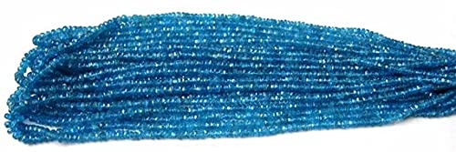 Apatite bleue néon en fil LKBEADS rondelles facettées 3.5-4mm pierre naturelle