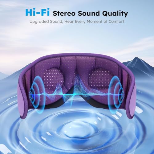 Image of LC-dolida White Noise Bluetooth 5.4 Sleep Eye Mask with Timer, 3D Sleeping Mask Headphones with 16 Soothing Sounds, Total Blackout Sleep Headphones for Side Sleeper /Women /Men (Purple)