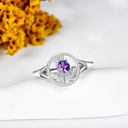 Bague chardon écossais argent 925 et améthyste de prestige