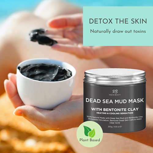 Radha Beauty Dead Sea Mud Mask With Bentonite Clay For Face & Body 8.8 Oz - 100% Natural Formula To Treat Acne, Pores, Blackheads & Oily Skin - Heating & Cooling Sensation #TOP2