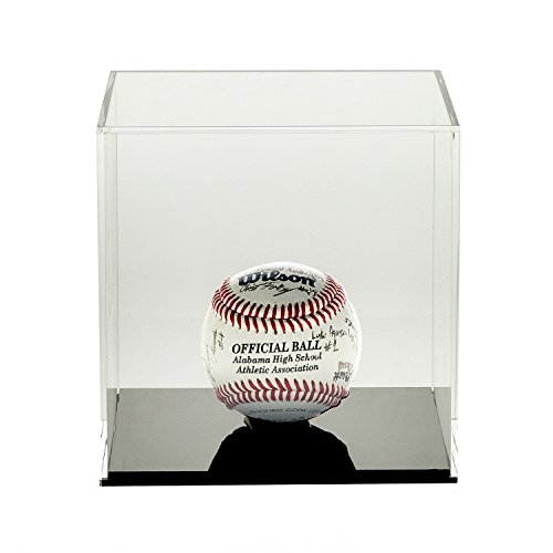 Source One Premium Clear Acrylic Display Case, Available With Additional Base (10 Inch Cube, Black Base) #TOP15