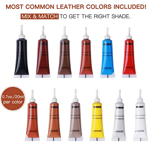 Seisso GEL11 12 Colors Leather Repair Kit - For Furniture Car Seats Couches Sofa Shoes Boat, Leather Dye Restore Scratches Tears Holes thumb #1