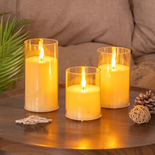 Image of Novelty Candle LED Flickering Flameless Candles,Battery Operated for Home Christmas Wedding Celebration Decor,Party /Wedding, Ivory, Pack of 3