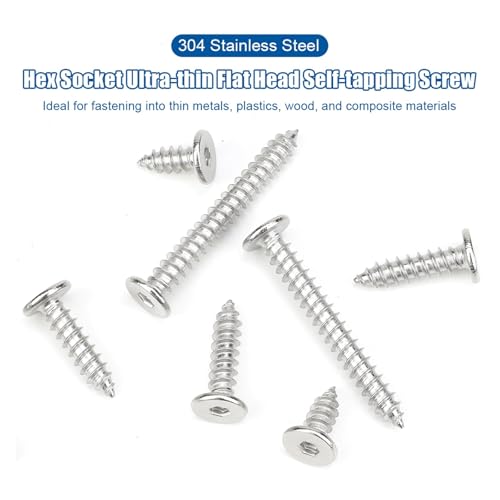 Hex Socket Ultra Thin Flat Head Self Tapping Screw(16mm,M2.6 50pcs)3