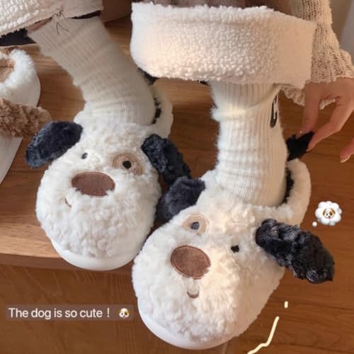 Warm and Cute Long Ear Dog Slippers Plush Puppy Animal Slippers for Women and Men Winter Slippers2