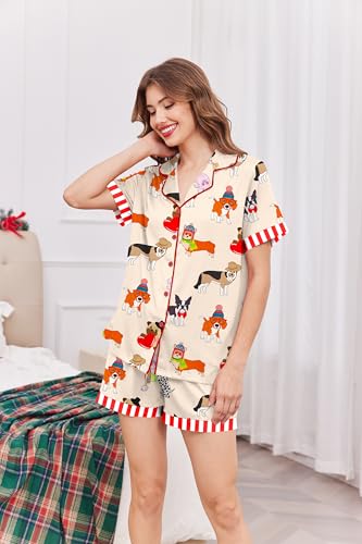 Image of Ekouaer Womens Button Down Pajamas Set Short Sleeve Sleepwear 2026 Summer Soft 2 Piece Lounge Sets