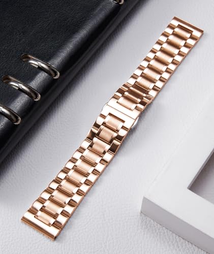 Image of BINLUN Stainless Steel Watch Bands 12mm-24mm Universal Metal Replacement Watch Straps SmartWatch Bracelets Links Straight & Curved Ends Men Women 6 Colors