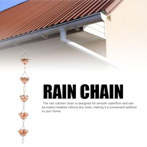 Chaîne de pluie en cuivre pur décorative avec coupelles fleurs pour sublimation extérieure