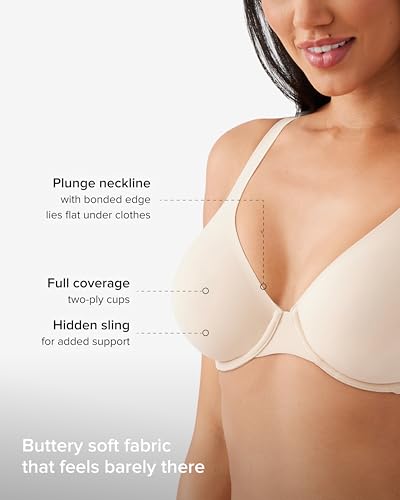 Wacoal Women's Better Than Braless Seamless Unlined Plunge Underwire Bra, 8553163