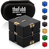 PILPOC theFube Fidget Cube Infinity Cube Desk Toy - Premium Quality Aluminum Infinite Magic Cube with Exclusive Case, Sturdy, Heavy, Relieve Stress and Anxiety, for ADD, ADHD, OCD (Black)