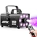Smoke Machine, AGPTEK Fog Machine with 13 Colorful LED Lights Effect, 500 W and 2000CFM Fog with 1 Wired Receiver and 2 Wireless Remote Controls, Perfect for Wedding, Halloween, and Stage Effect
