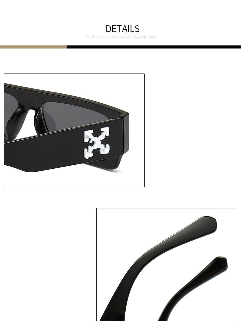 AUGEN Moderne rechteckige Sonnenbrille aus Kunststoff Unisex UV 400 Schutz große Größe (209)