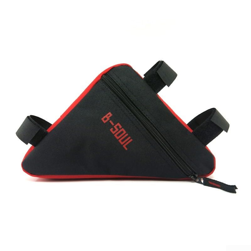 RANRAO B Soul Fahrradtasche für Vorderrohr, wasserdicht, Fahrradtasche, Sattel, Polyester-Material, schwarz + grün (schwarz + rot) Sport & Freizeit