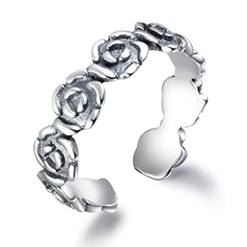 Snorso rétro Rose réglable Anneaux pour femme Interwined Fleurs Boho ouvrir Bague Cover