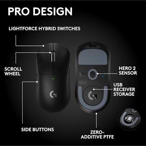 Image of Logitech G PRO X Superlight 2 SE Wireless Gaming Mouse, 60 g pro-Grade Mouse with 5 programmable Buttons, 44K DPI Sensor, 888+ IPS, 1 kHz Report Rate, USB-C Charging for PC /Mac - Black