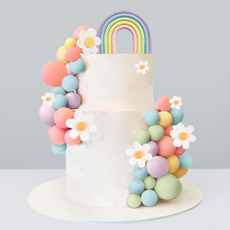 Boho Kuchen-Deko Set - 39-teilige Deko Mit Blumen, Kugeln & Happy Birthday Banner