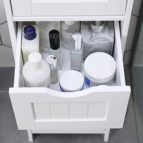 VASAGLE LHC40W, Bathroom Cabinet with 4 Drawers, Chest of Drawers, 30 x 30 x 82 cm, for a living room, kitchen and hallway, space saver, White