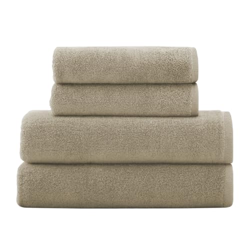 Decolab Jogo de Toalhas 100% Algodão Premium (Marrom e Bege, 4 Peças)