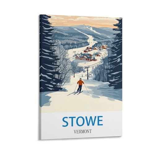 Poster vintage Stowe Vermont voyage pour décorer un salon chalet rétro