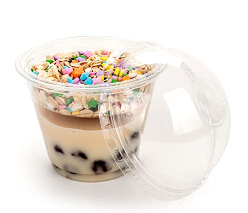 Image of Golden Apple Cup series, 9oz-50sets Clear Plastic cups+2oz insert with Dome lids no hole, BPA Free