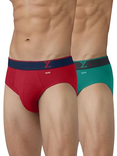Image of XYXX Men's Traq Super Combed Cotton Regular Fit Solid Antibacterial Briefs with No Marks Waistband (Pack of 2)