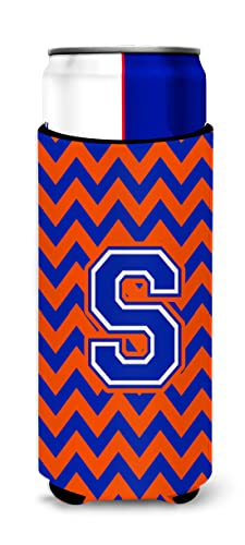 Letter S Chevron Orange and Blue Ultra Beverage Insulators for slim cans CJ1044-SMUK