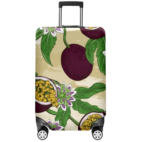 Travel Suitcase Cover Stretchable Luggage Protector with Secure Fastenings Wheel Guard Handle Access Slots Personalized Stylish Patterns Water-Resistant Material Passion Fruits