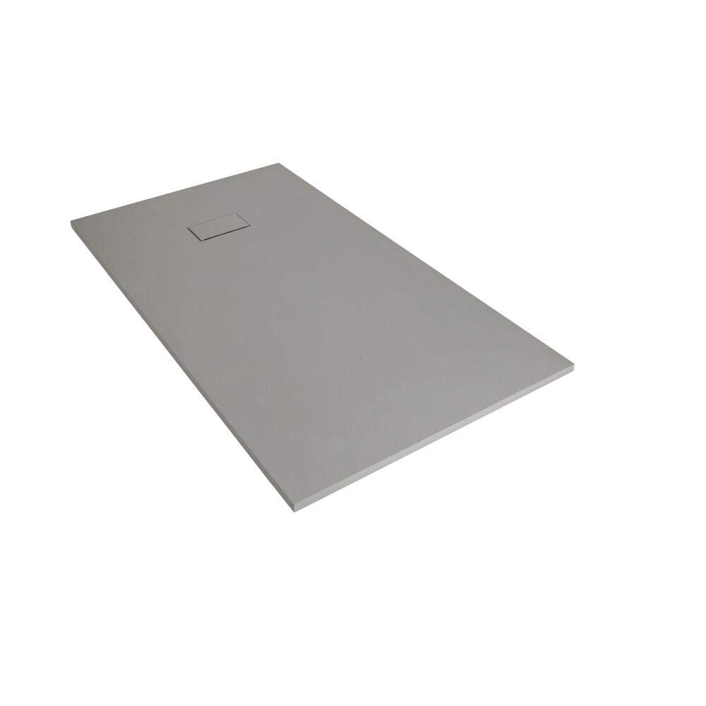 Milano Light Grey Rasa Low Profile Rectangular Textured Slate Effect Shower Tray - 1100Mm X 700Mm