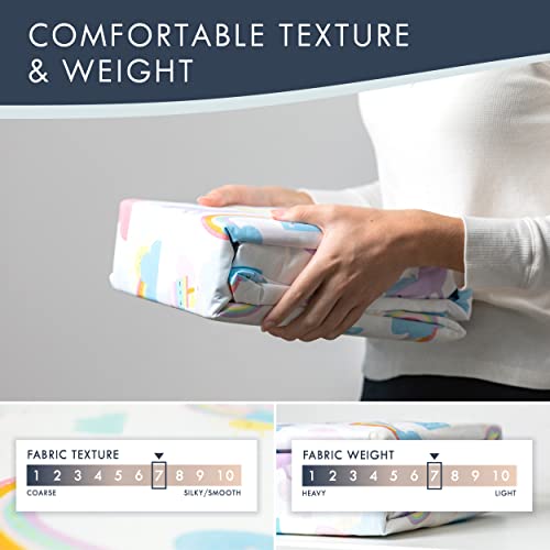 Where The Polka Dots Roam Rainbow And Unicorn 4 Pieces Queen Bed Sheet Set |Super Soft Premium Bedding For Kids Room Décor, Bedding Set For Girls, 1 Fitted Sheet, 1 Flat Sheet And 2 Pillowcase #TOP2