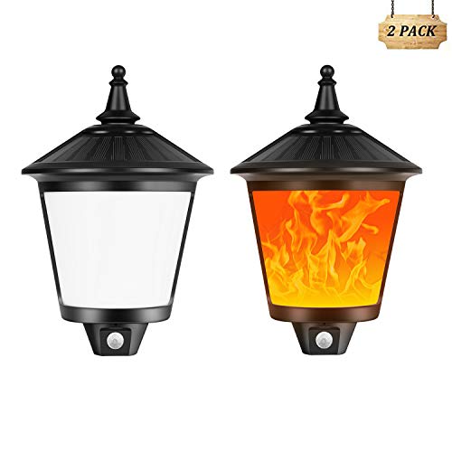 Preisvergleich Produktbild Nestling Wasserdichte Solarleuchten Lichter Flackernde Flammen LED Solar Wandleuchten Outdoor Bewegungsmelder Aktiviert Nachtlicht Wandleuchte für Terrasse, Garten, Deck,Veranda,Garage,Hof (2 Pack)