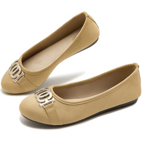 YEOGOR Women's Ballet Shoes Comfortable Slip on Round Toe Flat Casual Shoes for Walking, Driving,...