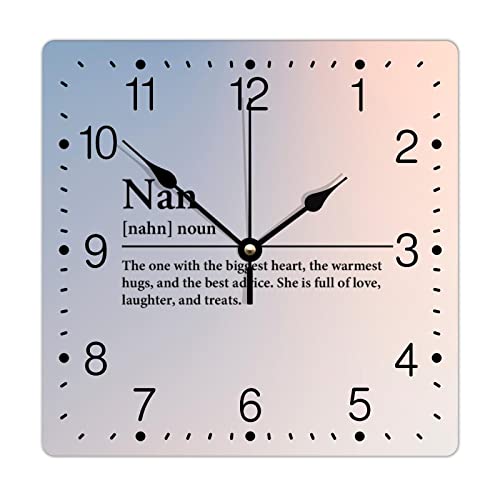 Zyadsinoudor Reloj de pared de PVC Nan Definition Reloj de pared grande con frases inspiradoras Descripción de la palabra 10 pulgadas cuadrado silencioso sin tictac divertido reloj de pared grande