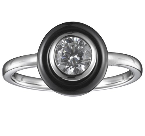 Ceranity - 1-12/0052-N-52 - Bague Femme - Cercle - Argent 925/1000 2.11 gr - Céramique - Oxyde de zirconium - Noir/Blanc - T 52
