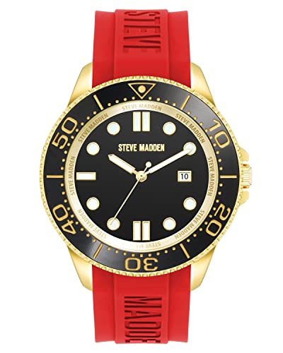 Steve Madden Unisex Date Function Silicone Strap Watch