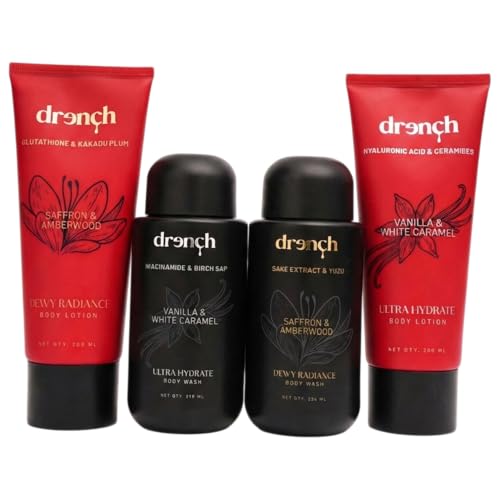 Image of Drench Collector Box - Ultra Hydrate & Dewy Radiance Complete Body Care Set | 2 Body Wash + 2 Body Lotion | With Niacinamide, Hyaluronic Acid, Glutathione & Vitamin C | Premium Gift Set | Unisex