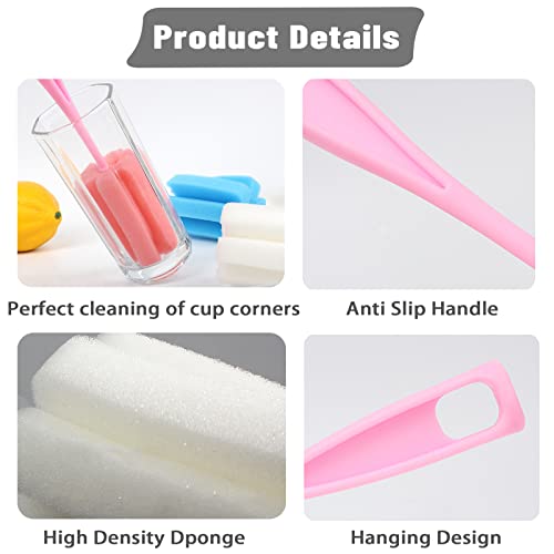 Image of Bottle Brush Sponge 4PCS Cup Washer Brush Long Handle Cleaner Brush for Baby Bottle Glasswares Mugs Cups Kitchen Clean (4 PCS)