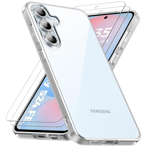 caslord Funda para Samsung Galaxy S24 FE Transparente Case, [2 Protector de Pantalla] [Ultra Delgado] [Protección contra caídas] Suave TPU Caso Delgada Anti-Choques Cover para Samsung S24 FE 5G- Clear
