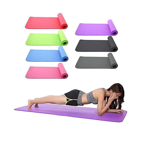 Yoga Mat Anti-Slip Yoga mat 10mm Fitness Equipment NBR Non-Slip Yoga Mat Classic Colors Fitness Pilates Mat for Outdoor Gym Exercise Dance Mat 18361cm (Color : Blue)