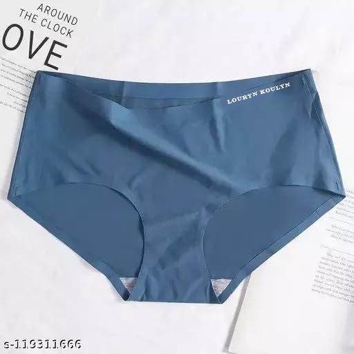 Image of No-Show Women's Panties:Women's (Multicolor) Seamless Hipster Ice Silk Panty Mid-Waist Laser Cut Underwear Seamless Panties