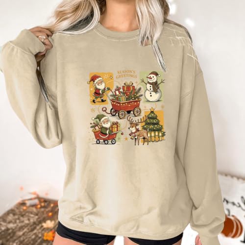 Ssuyeuri Christmas Sweatshirts for Women Santa Xmas Tree Crewneck Pullover - image 2
