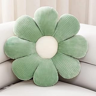 ODOMY , Flower Pillow 15 Inch Soft Plush Flower Cushion Daisy Flower Shaped Floor Pillow Cute Comfortable Throw Pillow Decorative Seating Cushion for Living Room Bedroom Office(38cm,green)