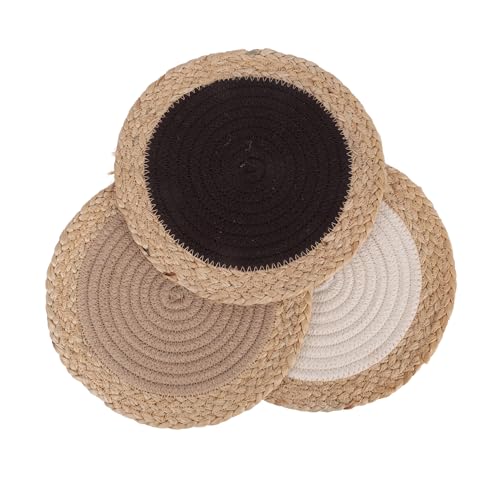 Image of DENOVA Cotton Rope Trivet for Hot Pots and Pans (Cream & Jute Line (Pack of 2)