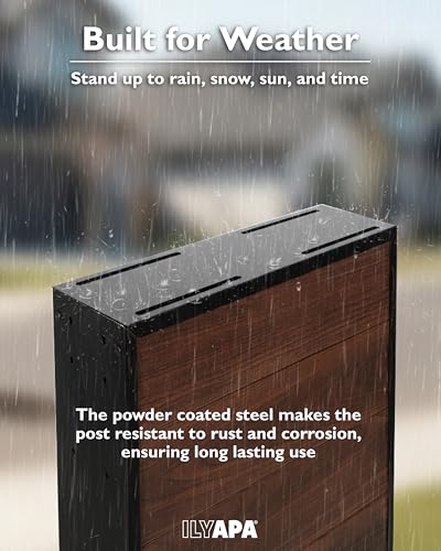 image for Ilyapa Modern Mailbox Post for Outside, 41x18x5 inch Wood Look Metal M