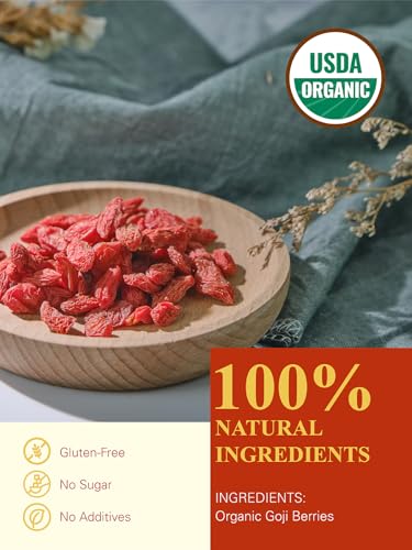 GLDNT Organic Goji Berries, Large Size Sun-Dried Gogi Berry for Baking & Tea & Snacks, Slight Sweet & Fruit Flavor, Caffeine Free, 32oz